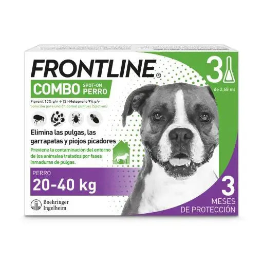 FRONTLINE FLEA & TICK SPOT ON COMBO FOR DOGS & HOME PROTECTION, 20 - 40 KG | 3 Doses Boehringer Ingelheim
