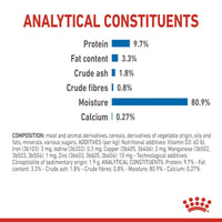 Nutritional analysis chart with protein, fat content,  in intervet UAE