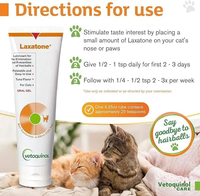 Vetoquinol Laxatone Maple Oral Hairball Gel for Cats 120g Vetoquinol