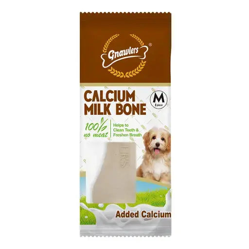 Gnawlers Calcium Milk Bone 3" Medium Snack For Dogs GNAWLERS