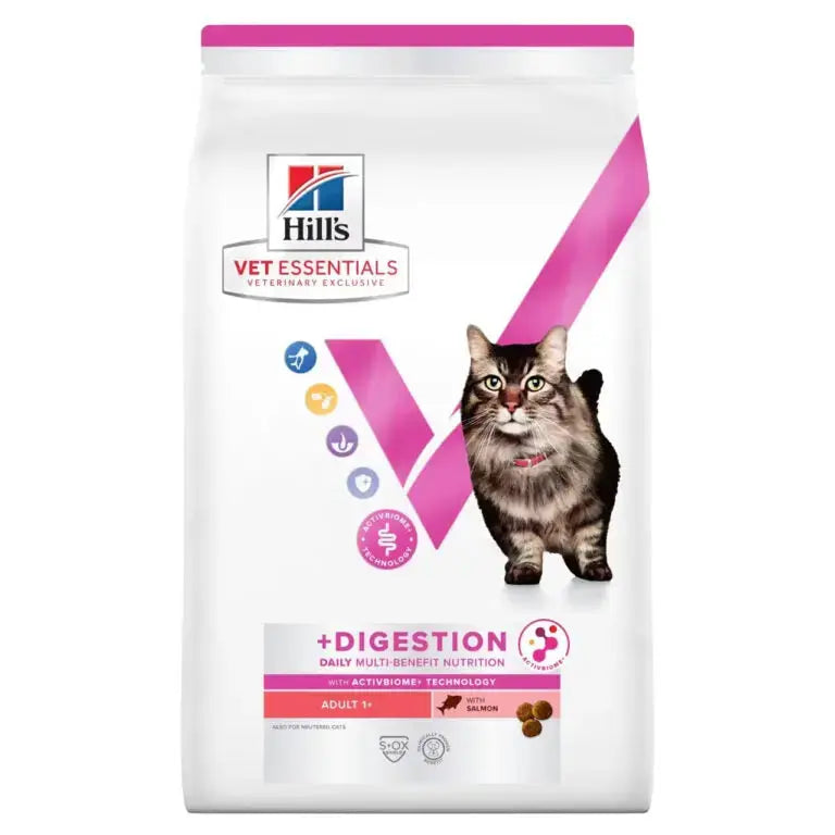 Hill’s Vet Essentials Multi-Benefit + Digestion Adult Cat Dry Food With Salmon 1.5kg Hills